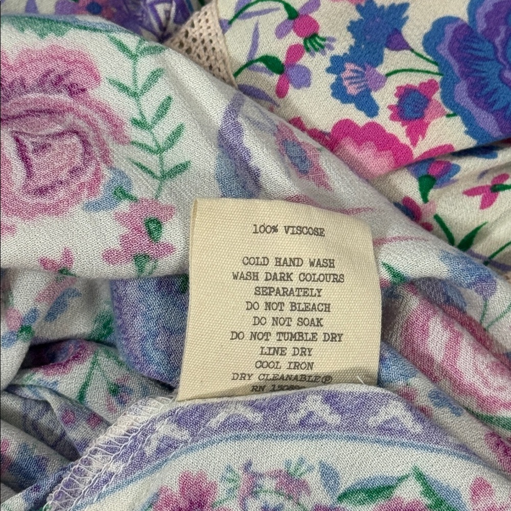 Spell Babushka Floral Lace-Trimmed Strappy Midi Dress in Lavender Size Large - Picture 11 of 12